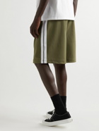 Palm Angels - Straight-Leg Striped Logo-Print Tech-Jersey Shorts - Green