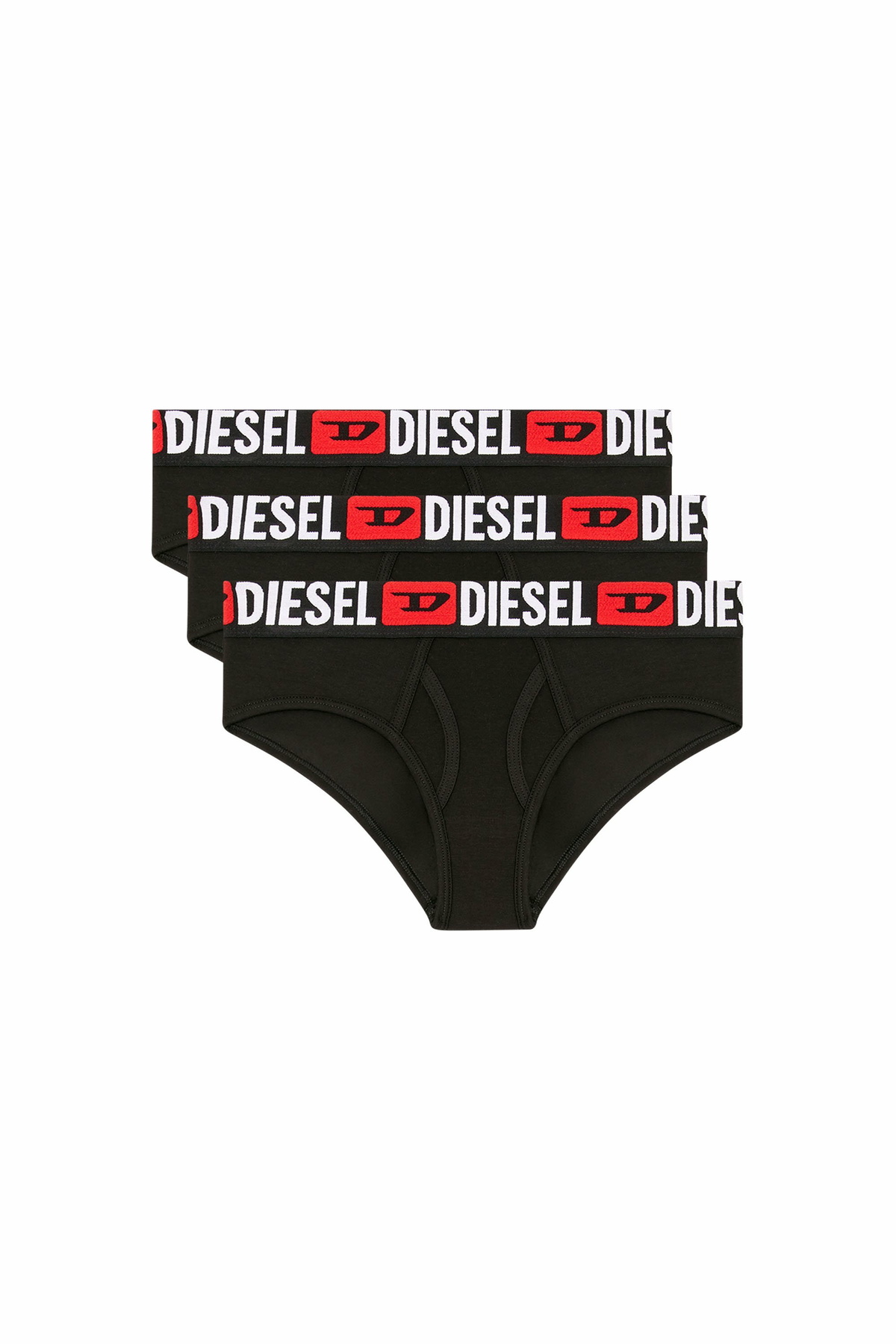 Diesel Three-pack briefs with maxi-logo waist - Panties Womens in Black