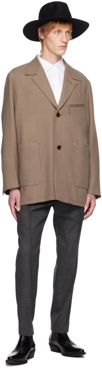 The Letters Brown Single-Breasted Blazer