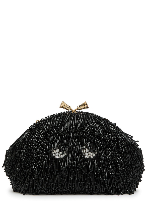 Photo: Anya Hindmarch Eyes Embellished Satin Clutch - Black - One Size