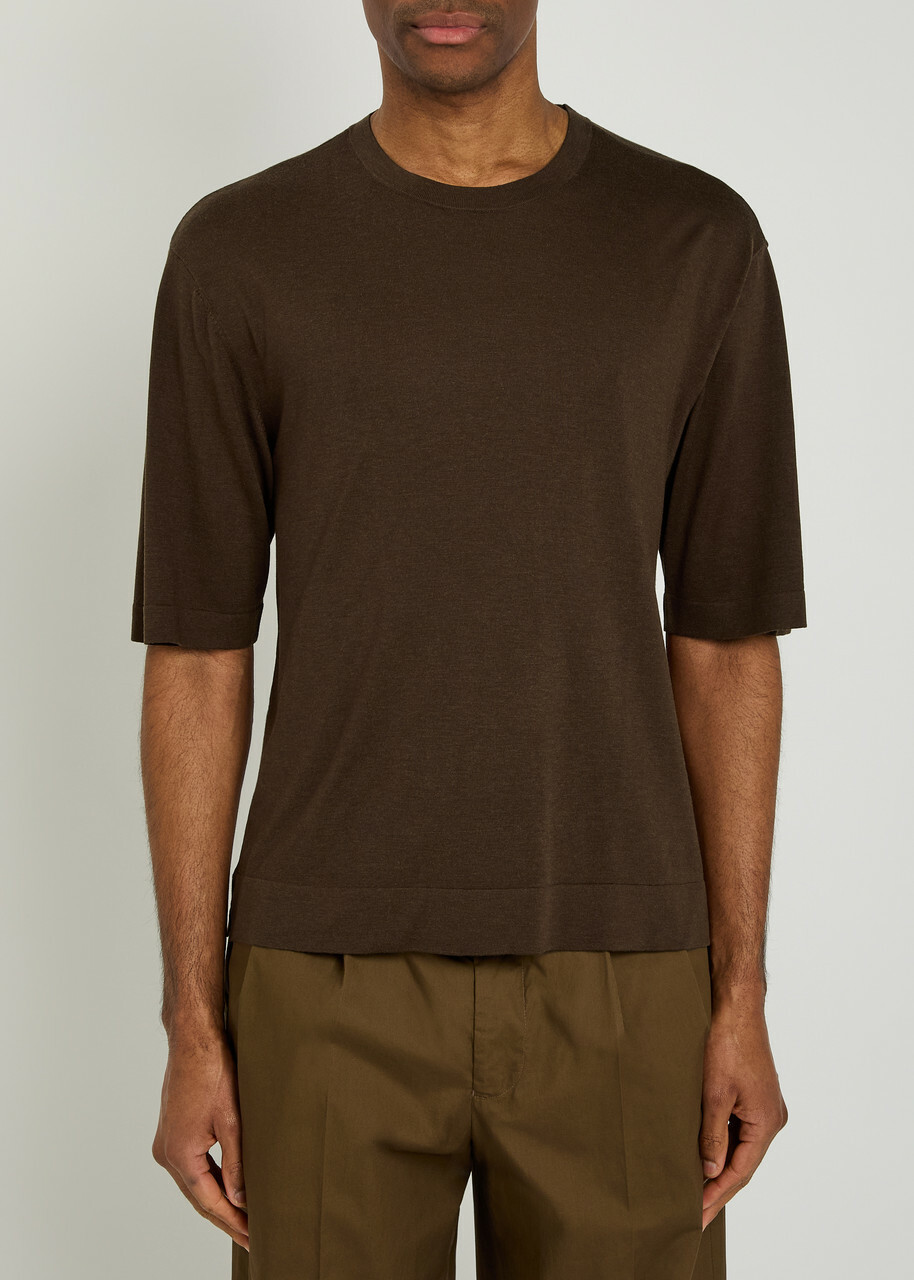 Officine Générale Boris Knit T-shirt Dark Brown