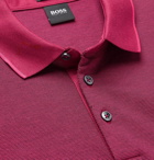 Hugo Boss - Prout Contrast-Tipped Cotton-Piqué Polo Shirt - Red