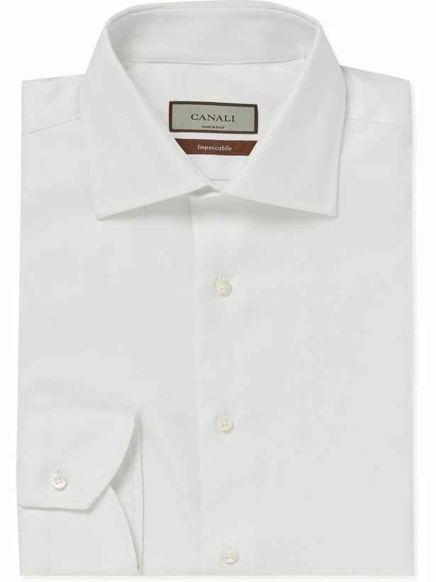 Photo: Canali - Slim-Fit Cutaway-Collar Impeccabile Cotton-Twill Shirt - White