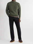 Inis Meáin - Boatbuilder Ribbed Donegal Merino Wool and Cashmere-Blend Rollneck Sweater - Green