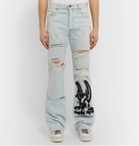 Off-White - EV BRAVADO Distressed Appliquéd Denim Jeans - Blue