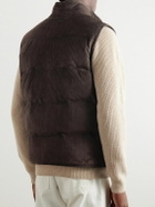 Zegna - Quilted Suede Down Gilet - Brown