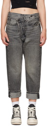 R13 Gray Crossover Jeans