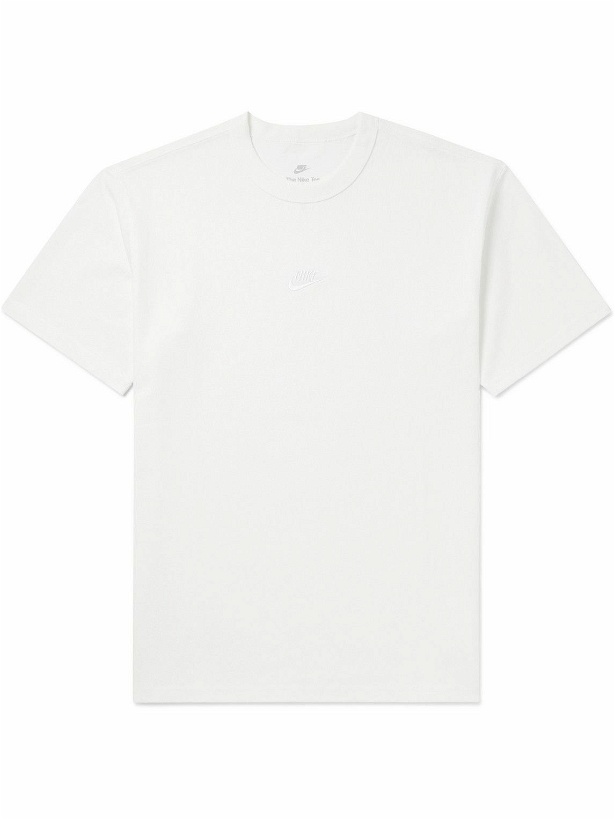 Photo: Nike - Sportswear Premium Essentials Logo-Embroidered Cotton-Jersey T-Shirt - White
