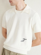 Jacquemus - Logo-Embroidered Knitted Cotton and Silk-Blend Polo Shirt - Neutrals