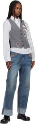 Andersson Bell Gray Back Knit Argyle Patched Vest