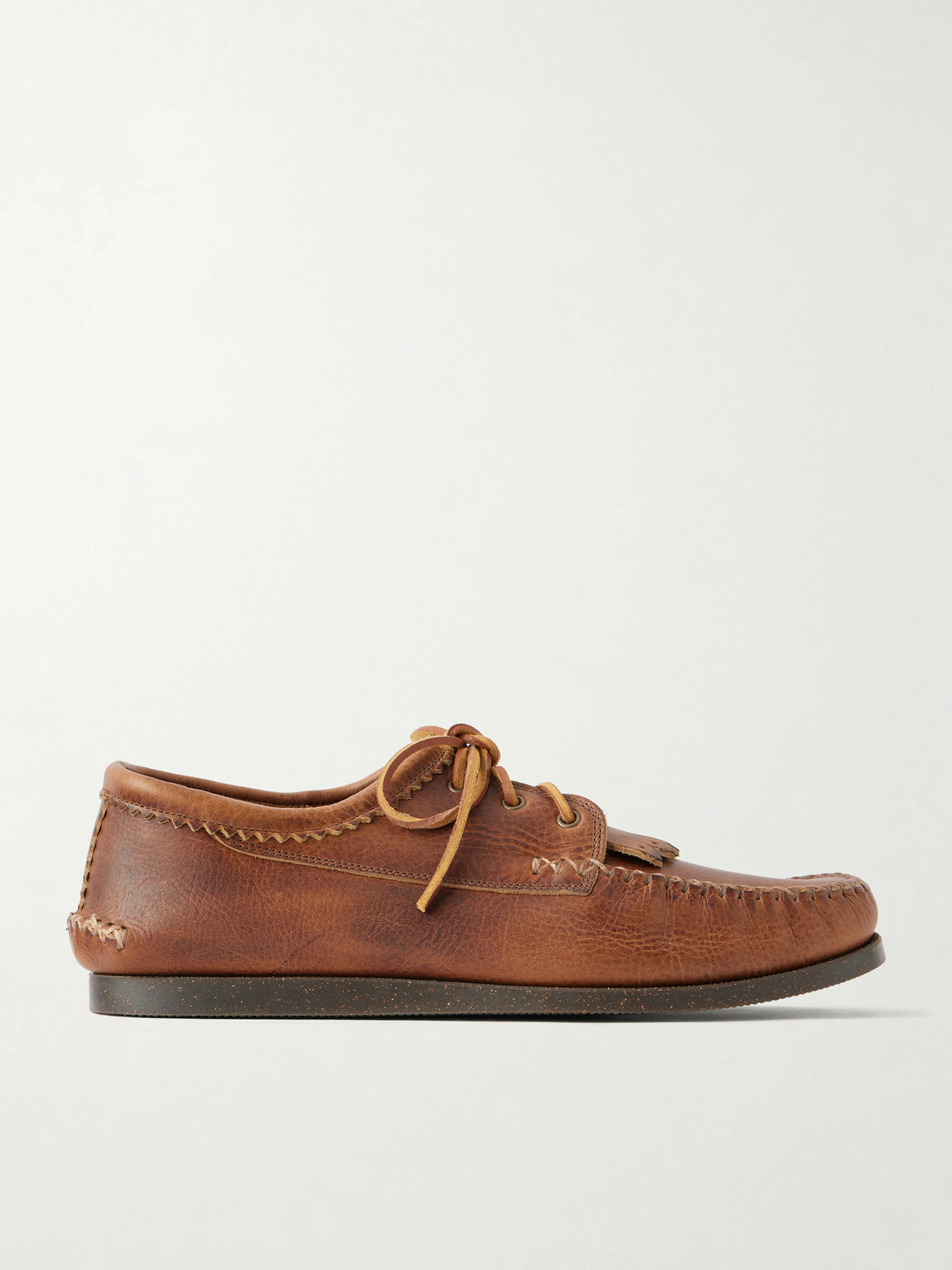 Yuketen - Italian Blucher Leather Boat Shoes - Brown