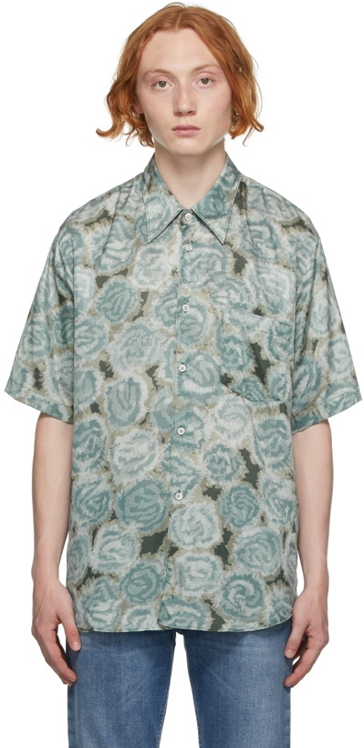 Photo: Acne Studios Green Printed Short Sleeve Shirt