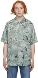 Acne Studios Green Printed Short Sleeve Shirt