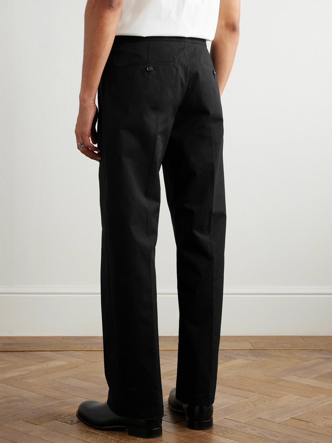 McQueen - Straight-Leg Belted Cotton-Blend Trousers - Black