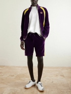 Valentino Garavani - Slim-Fit Appliquéd Cotton-Blend Velvet Shorts - Purple