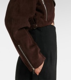 Alaïa Cropped suede biker jacket