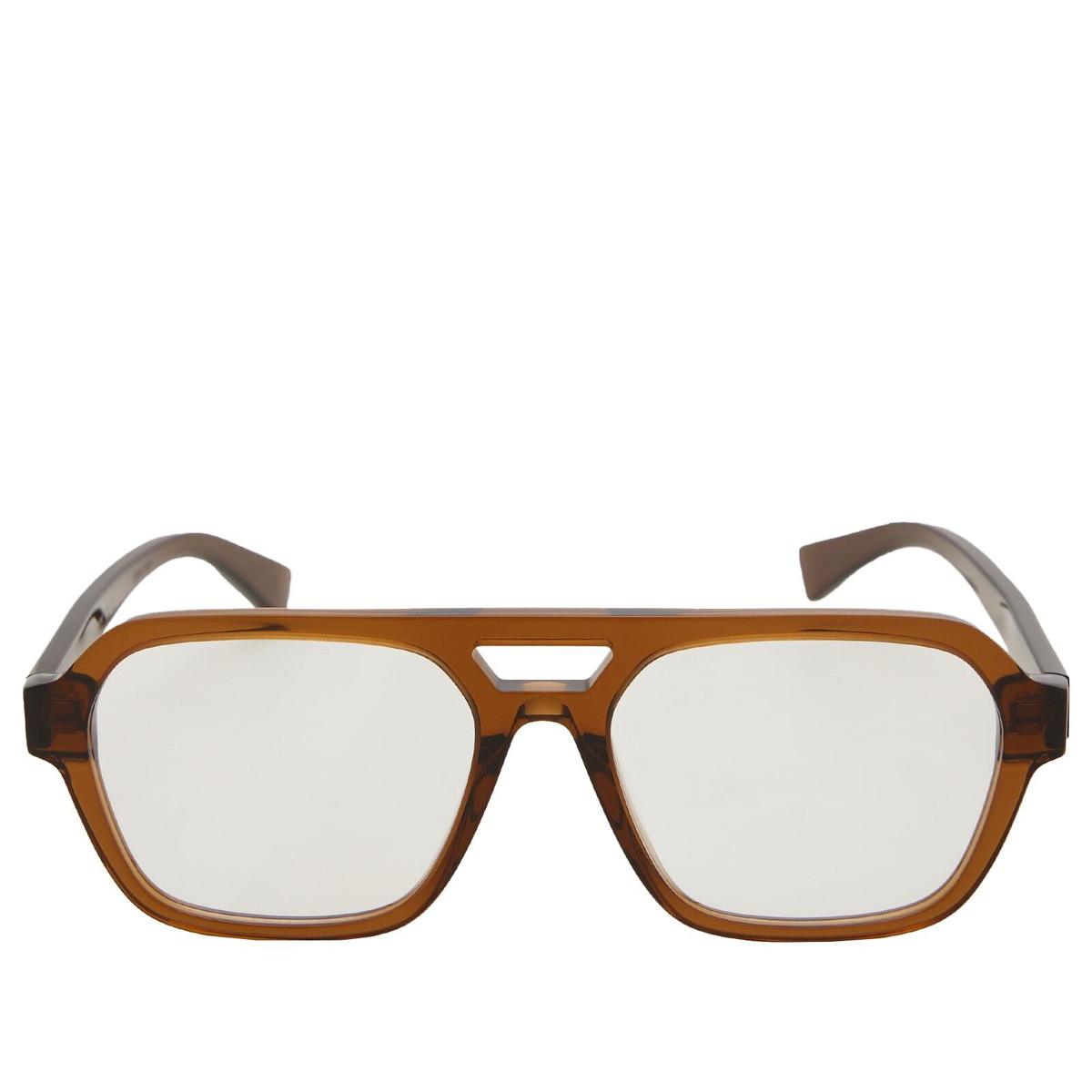 Bottega Veneta Eyewear Men's Bottega Veneta Triangle Stud Optical Glasses in Brown/Transparent 