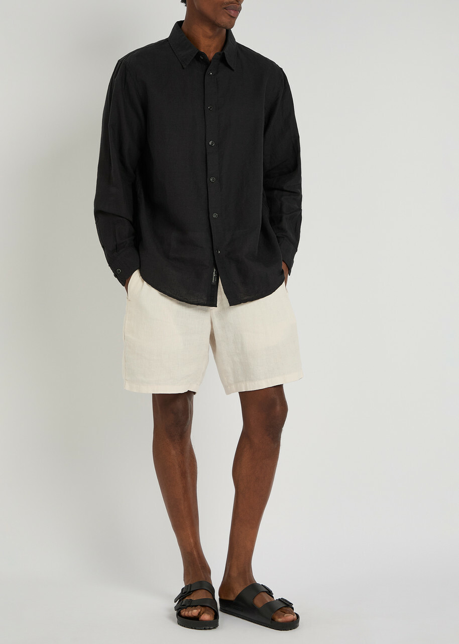 Rag & Bone Finch Linen-blend Shirt Black