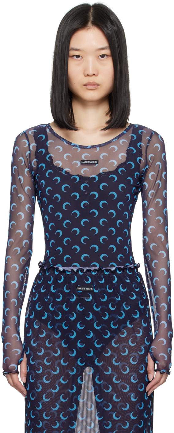 Tシャツ・カットソー MARINE SERRE Printed satin shirt (USI024BCWOV0059 RD10) Tシャツ・カットソー MARINE SERRE Printed satin shirt