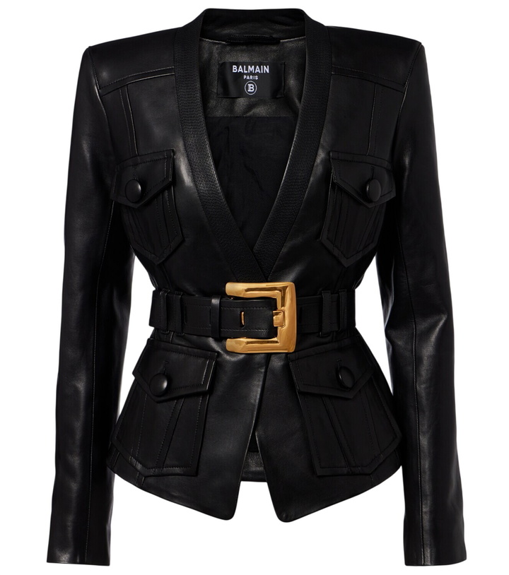 Photo: Balmain Belted leather jacket