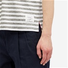 Thom Browne Men's Striped Linen Polo Shirt in Light Grey