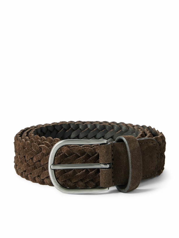 Photo: Anderson's - 3.5cm Woven Suede Belt - Brown