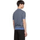 Prada Blue Jacquard Twist Short Sleeve Sweater