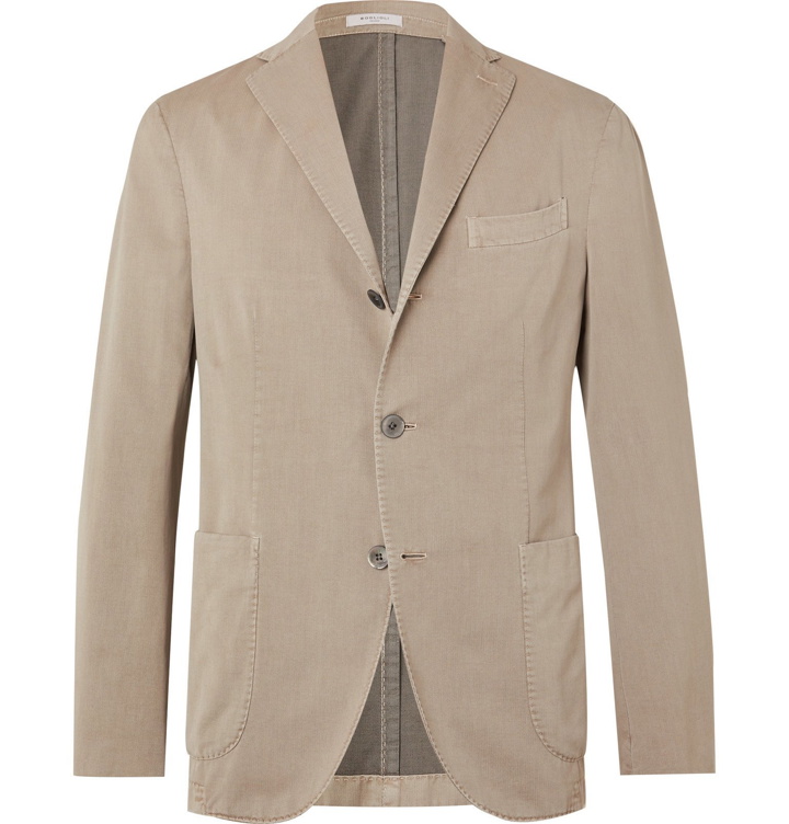 Photo: Boglioli - Beige K-Jacket Slim-Fit Unstructured Micro-Herringbone Cotton-Blend Suit Jacket - Neutrals