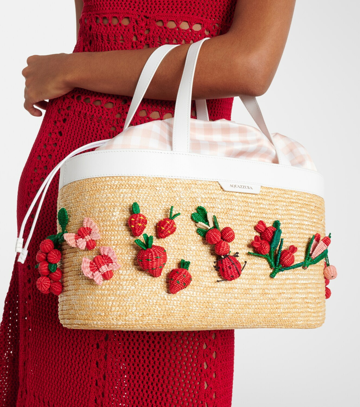 Aquazzura Botanica Medium raffia tote bag