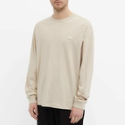 Acne Studios Men's Long Sleeve Eisen Face T-Shirt in Oatmeal Melange