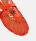 Alaïa Leather-trimmed fishnet ballet flats