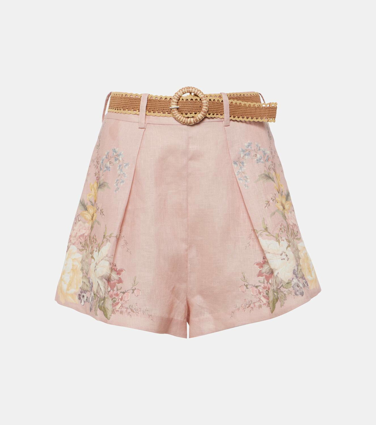 Zimmermann Waverly belted floral linen shorts
