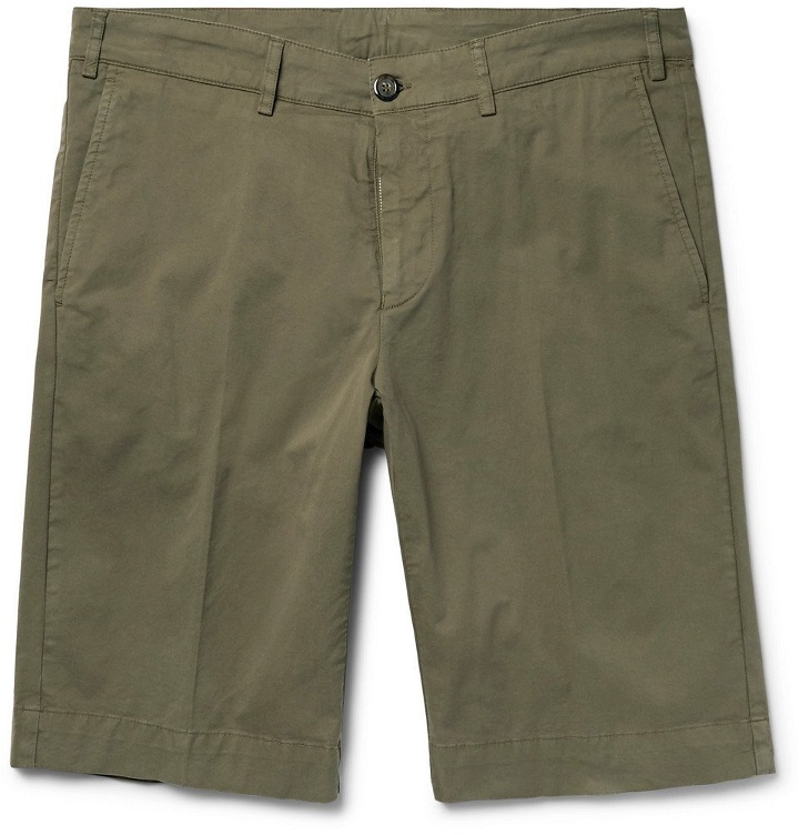 Photo: Canali - Cotton-Blend Twill Shorts - Green