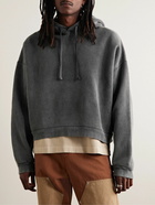 Acne Studios - Fester H Cropped Cotton-Jersey Hoodie - Gray