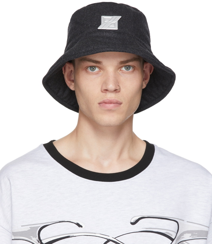 Photo: We11done Black Rhinestone Logo Padded Flannel Bucket Hat