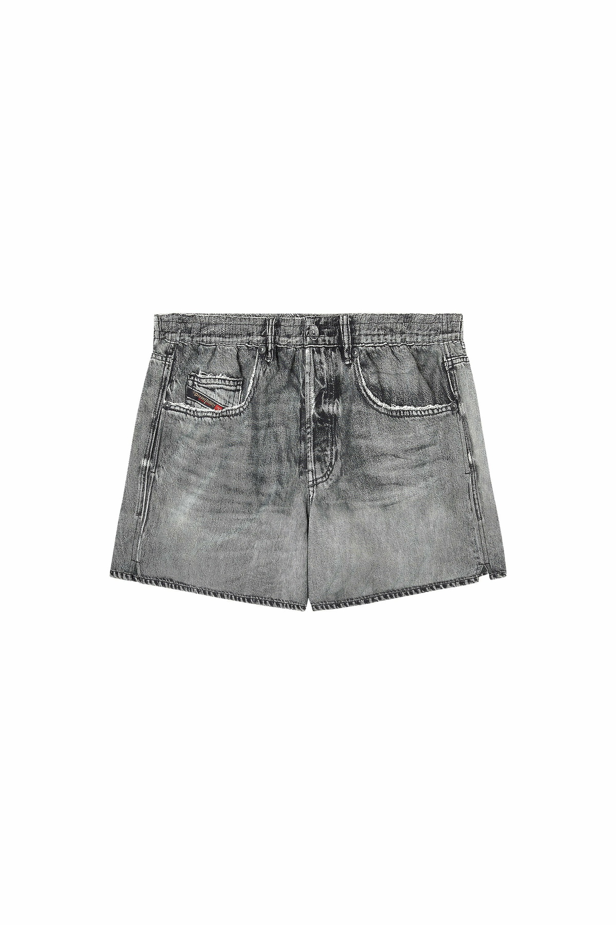 Diesel Swim shorts with denim trompe l'oeil print - Swim shorts Mens in Grey