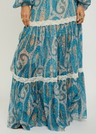 Etro Patterned Silk Maxi Skirt Blue