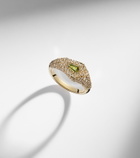 Stone and Strand Shield 14kt gold ring with diamonds and tourmaline