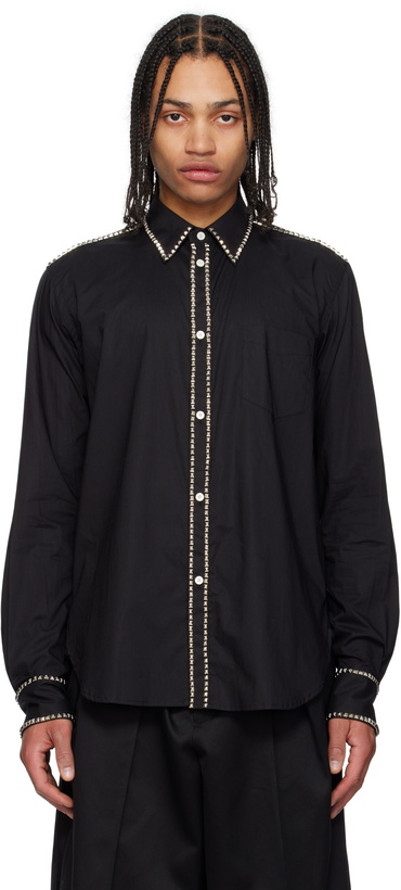 Photo: TAKAHIROMIYASHITA TheSoloist. Black Regular Collar Broad Studs Shirt