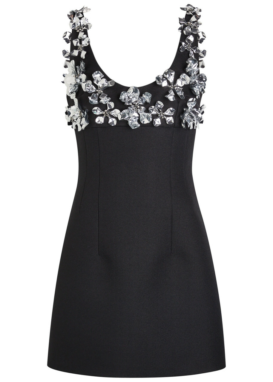 Emilia Wickstead Einna Embellished Crepe Mini Dress Black