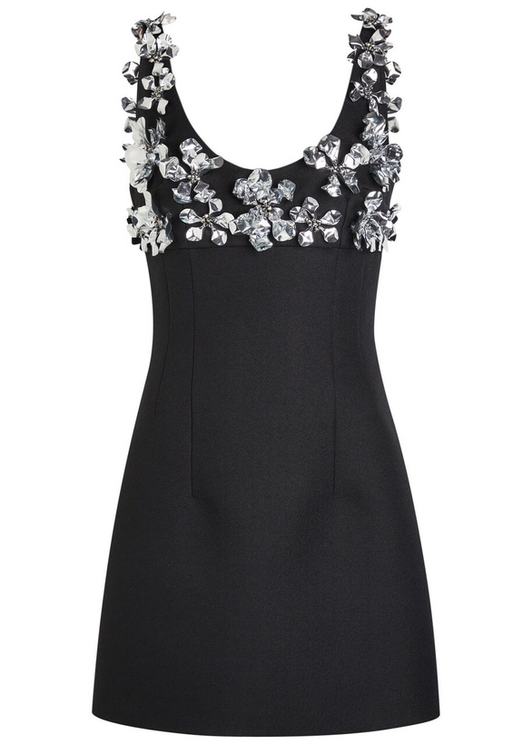 Photo: Emilia Wickstead Einna Embellished Crepe Mini Dress Black