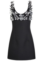 Emilia Wickstead Einna Embellished Crepe Mini Dress Black
