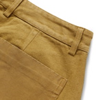 Folk - Fraction Pleated Panelled Cotton-Twill and Faille Trousers - Neutrals