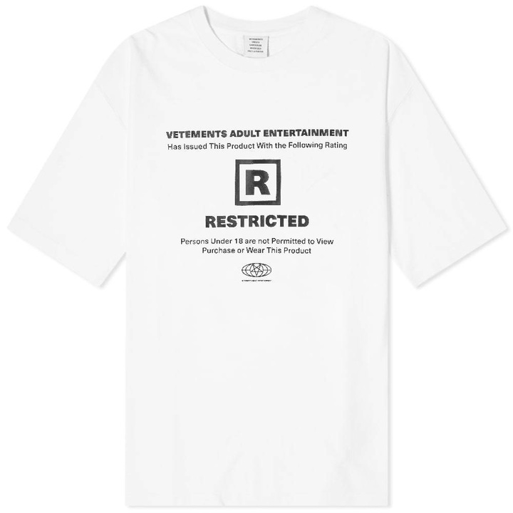 Photo: VETEMENTS Oversized 18+ Restricted Tee