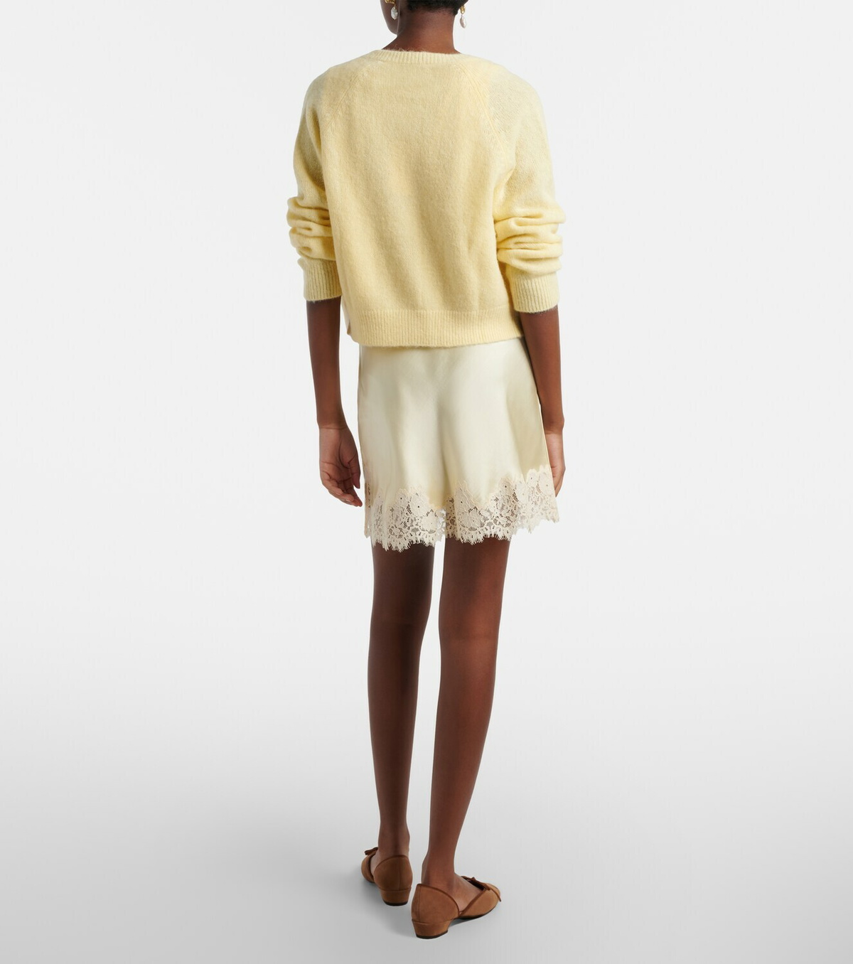 Dôen Giulietta lace-trimmed silk miniskirt