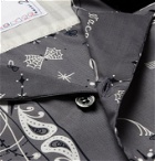 Sacai - Dr. Woo Camp-Collar Velvet-Trimmed Bandana-Print Woven Shirt - Gray