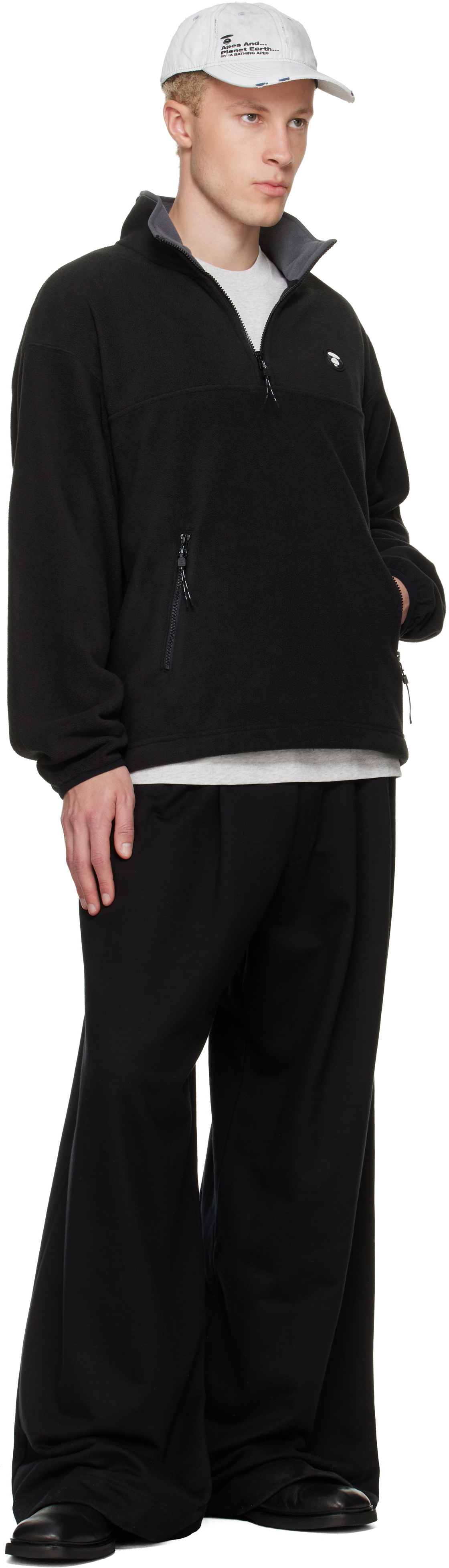AAPE by A Bathing Ape Black AAPENOW Moonface Half-Zip Sweater