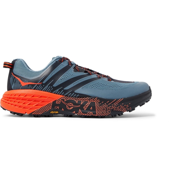 Photo: Hoka One One - Speedgoat 3 Rubber-Trimmed Mesh Trail Running Sneakers - Blue