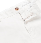 Brunello Cucinelli - Herringbone Stretch-Cotton Cargo Shorts - White