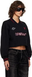 Off-White Black Sporty Crop Polo Logo Sweatshirt